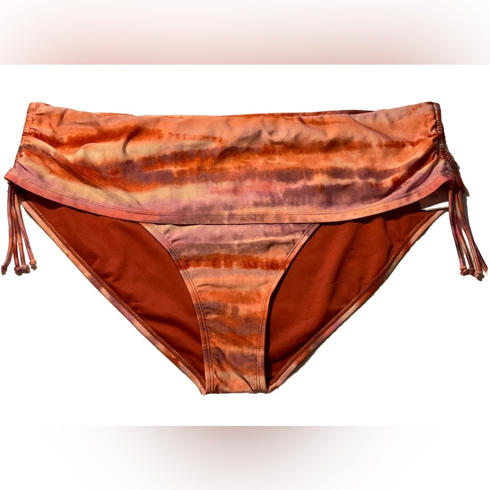New Time and Tru mid rise bikini swim bottom size 3X Ruched Side Ties Tie Dye